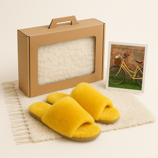 Dovanos idėja "Dvigubas Džiaugsmas" - šlepetės ir kilimas